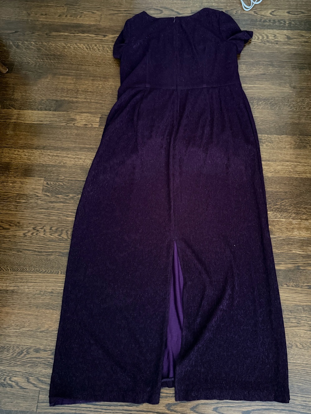 Oleg Cassini Deep Purple Lace-Texture Maxi Dress with Brooch Accent - Picture 2 of 8